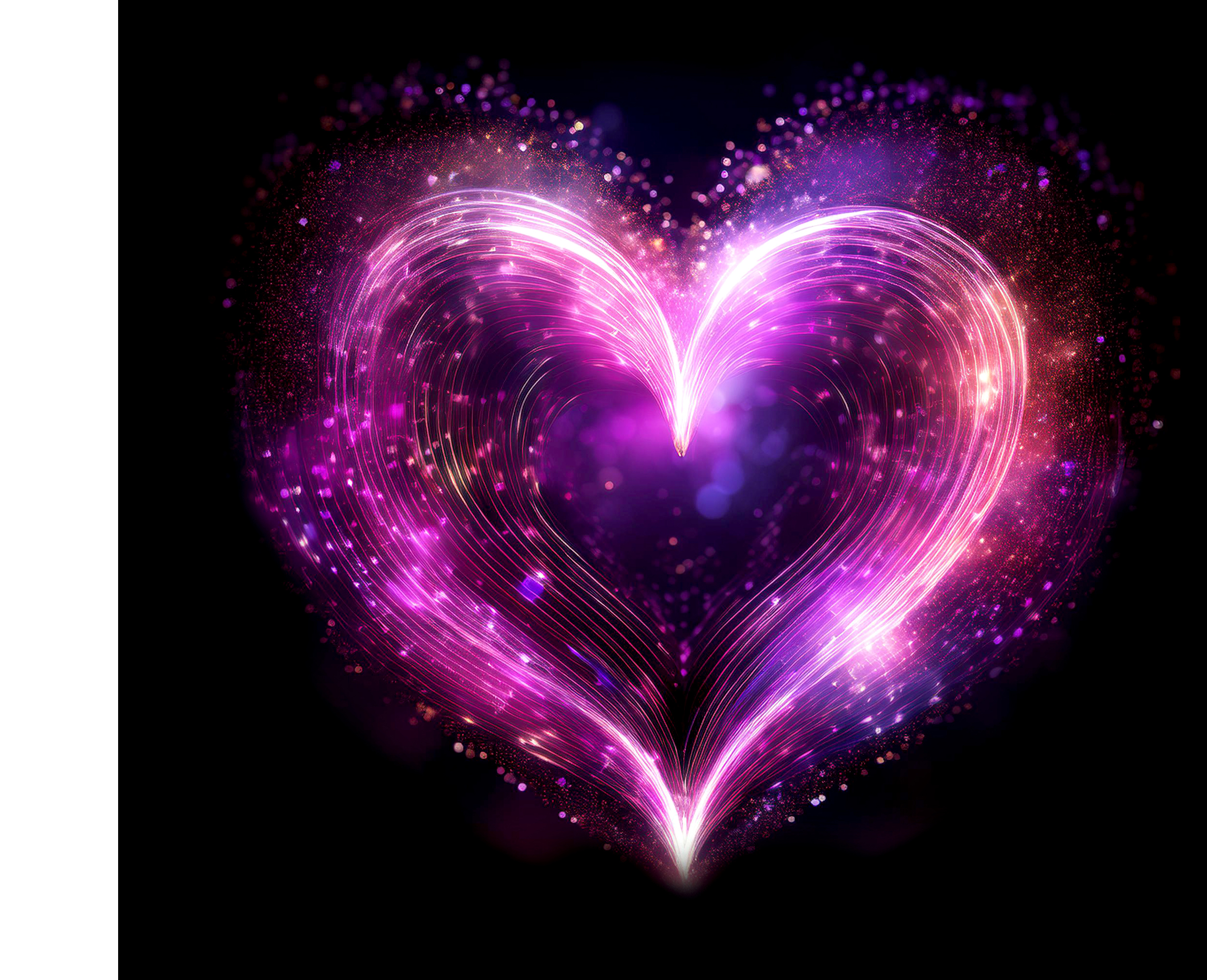 Sparkling pink heart with black background