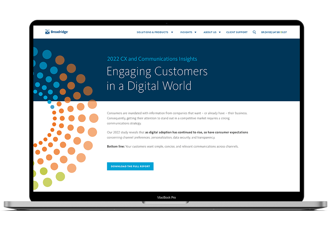 Broadridge CX and Consumer Insights report laptop