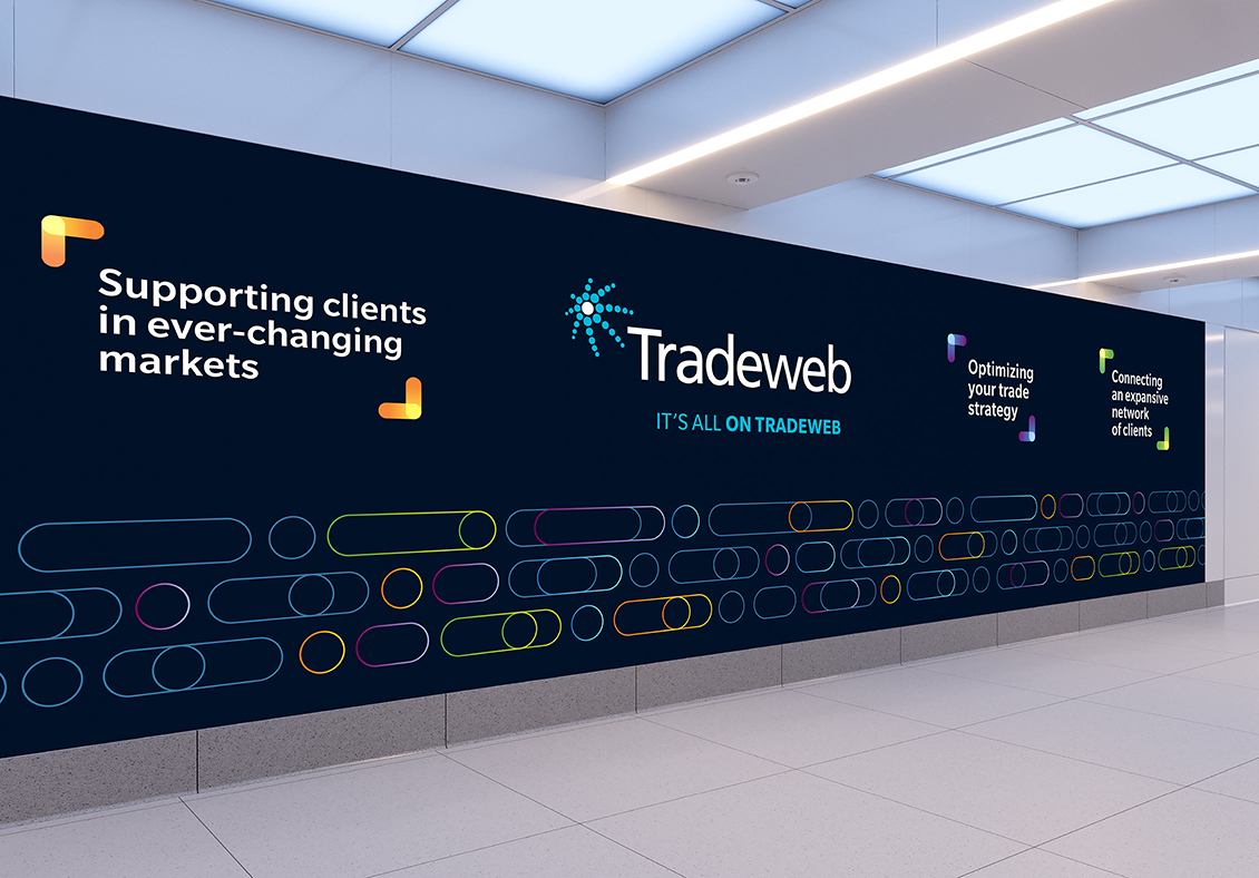 New Tradeweb design on OOH airport digital billboard