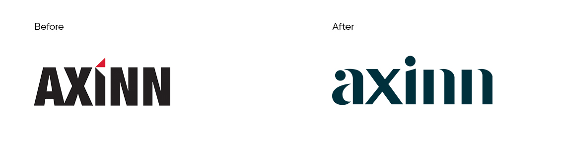 Axinn logo before and after