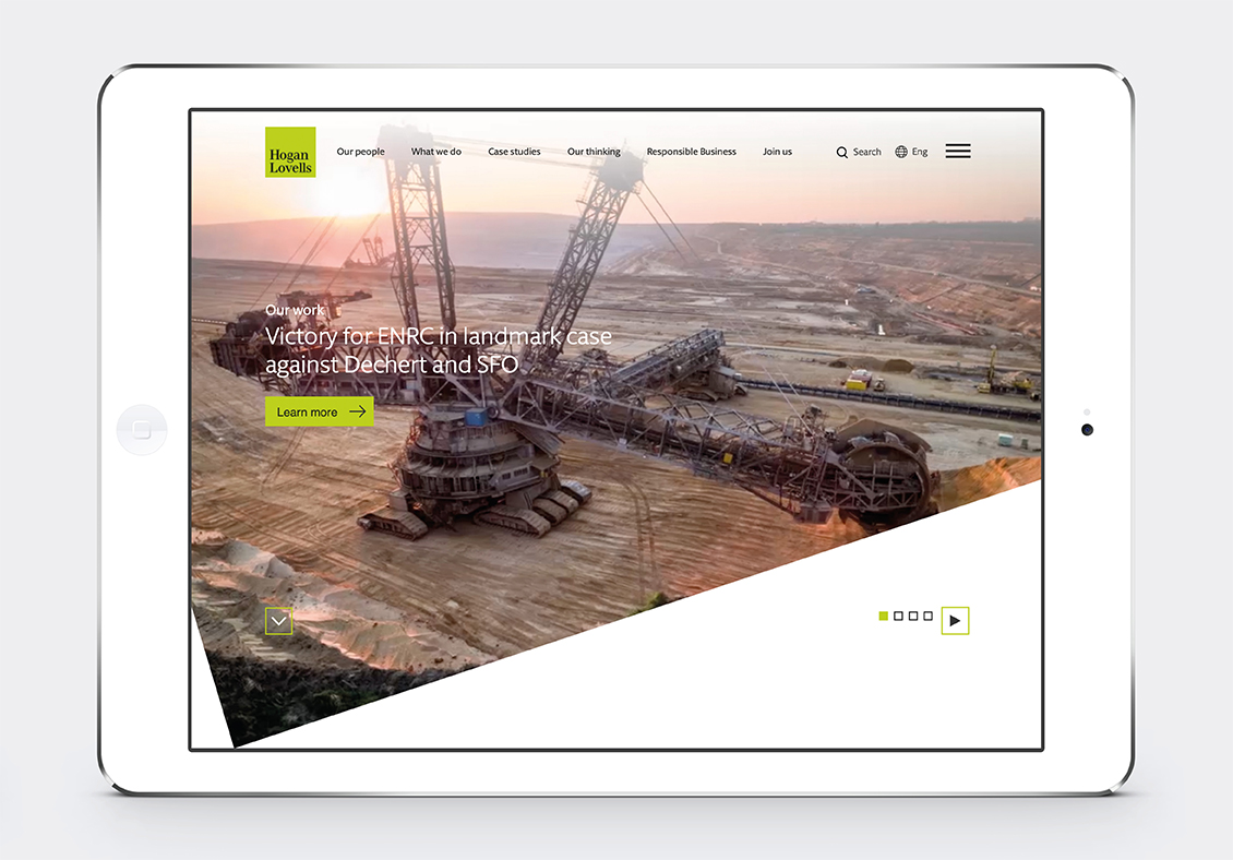  Hogan Lovells website on an ipad